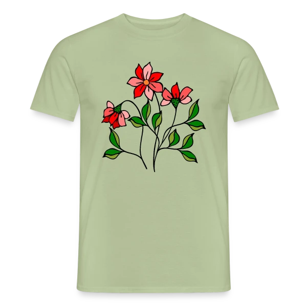 Maquette de T-shirt homme « Fleurs Épanouies » à personnaliser