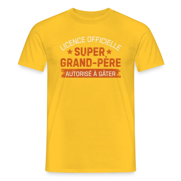 Maquette de T-shirt homme « Licence de Grand-Père : T-shirt Humour Papy » à personnaliser