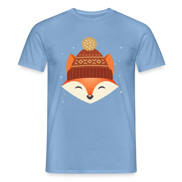 Maquette de T-shirt homme « Renard Urbain au Bonnet Stylé » à personnaliser