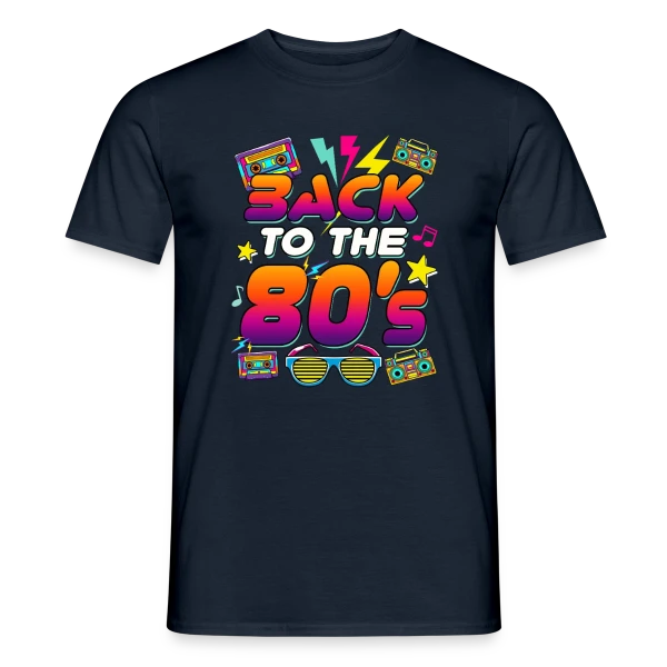 Maquette de T-shirt homme « Retour aux Années 80 Flashy » à personnaliser