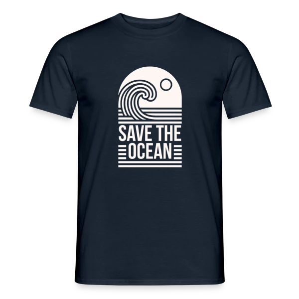Maquette de T-shirt homme « Vague Océanique Activisme » à personnaliser