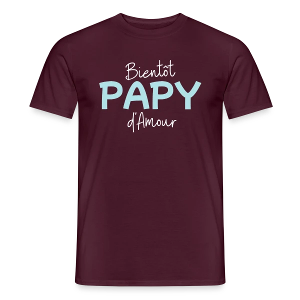 Maquette de T-shirt homme « Bientôt Papy d'Amour : Annonce Originale » à personnaliser