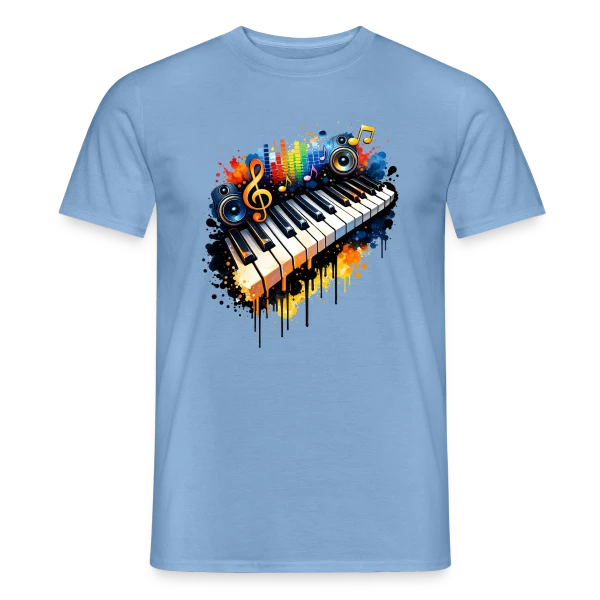 Maquette de T-shirt homme « Piano Graffiti Urbain » à personnaliser