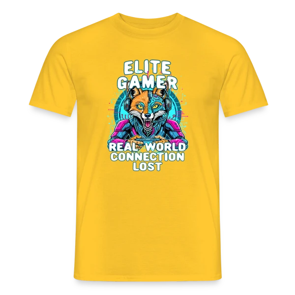 Maquette de T-shirt homme « Élite Gamer : Connexion Fox Humour Geek » à personnaliser
