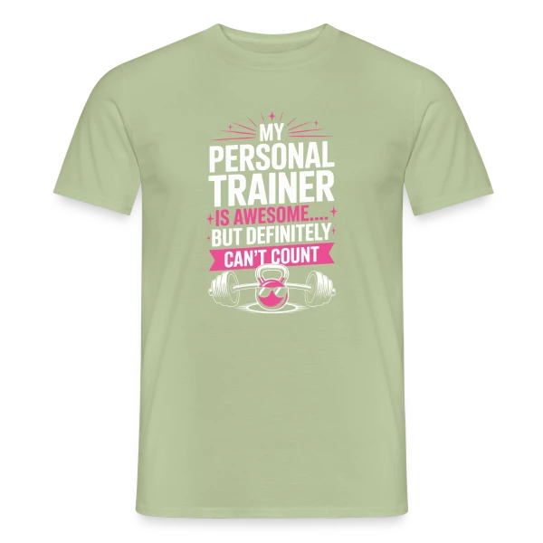 Maquette de T-shirt homme « Mon Coach Personnel au Fitness Studio » à personnaliser