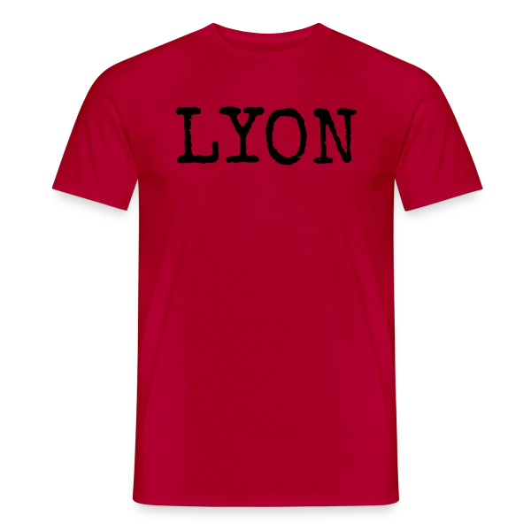 Maquette de T-shirt homme « Lyon Texte Grunge » à personnaliser