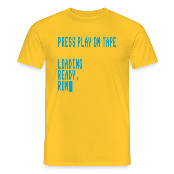 Maquette de T-shirt homme « Press Play on Tape - Ordinateur Rétro C64 » à personnaliser