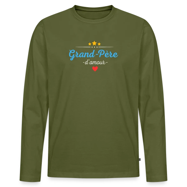 Grand-Père d'Amour : Personnalisé avec Noms des Petits-Enfants sur T-shirt manches longues Premium bio Homme