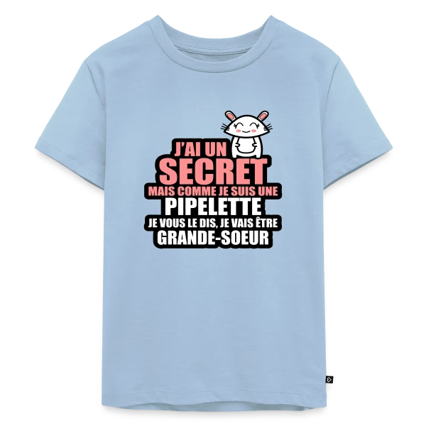 Annonce Grossesse : J'ai Un Secret, Je Vais Être Grande-Sœur sur T-shirt Premium bio Enfant
