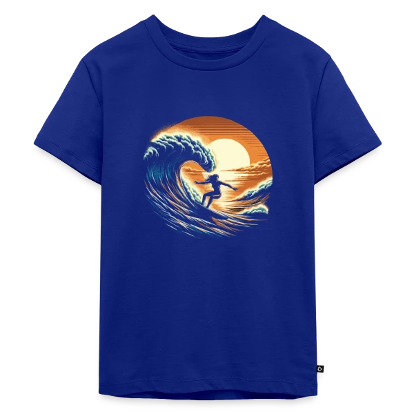 Sunset Surfing Girl - Vague & Coucher de Soleil sur T-shirt Premium bio Enfant