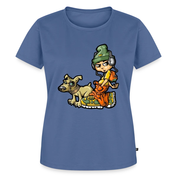 Maquette de T-shirt Premium bio Femme « B-boy Hip Hop & son Chien » à personnaliser
