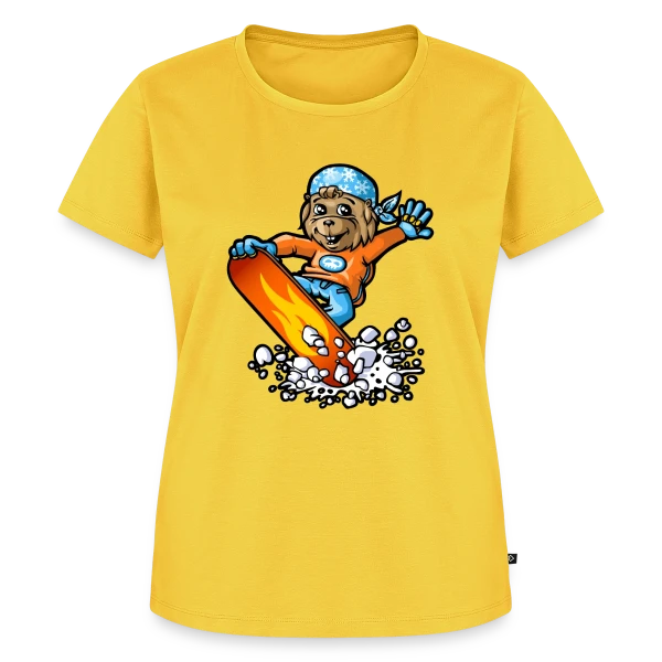 Maquette de T-shirt Premium bio Femme « Marmotte Snowboard Fun » à personnaliser