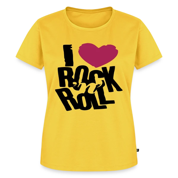 Maquette de T-shirt Premium bio Femme « J'aime le Rock'n'Roll » à personnaliser
