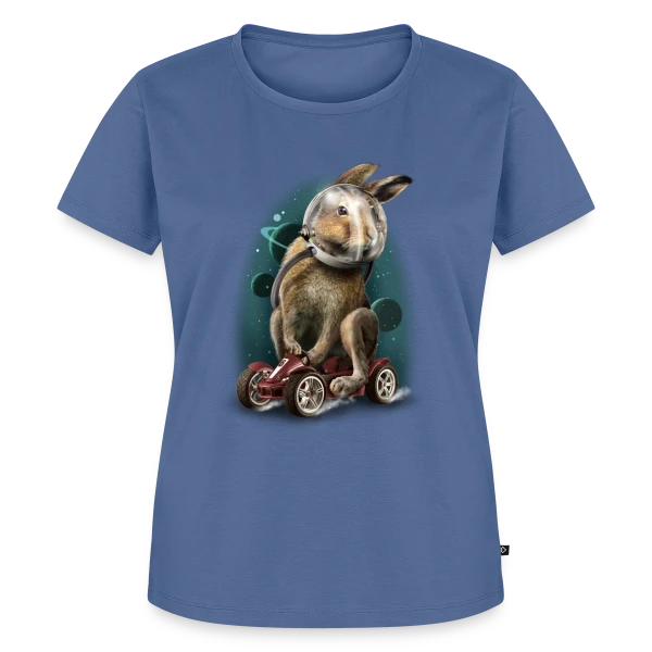 Maquette de T-shirt Premium bio Femme « Lapin Racer Spatial » à personnaliser