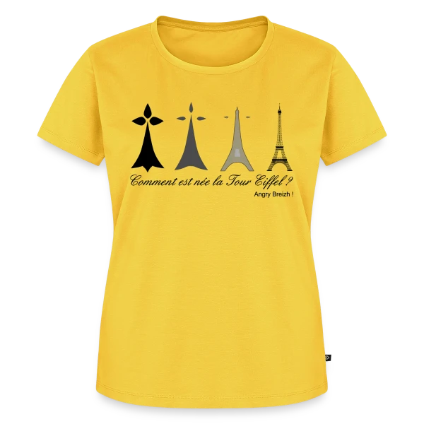 Maquette de T-shirt Premium bio Femme « Évolution Tour Eiffel Bretonne » à personnaliser