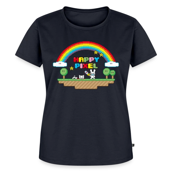 Maquette de T-shirt Premium bio Femme « Happy Pixel : Humour Décalé Rétro Pixel Art » à personnaliser