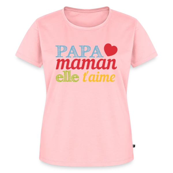 Maquette de T-shirt Premium bio Femme « Bébé t'aime : Le message d'amour pour ma moitié » à personnaliser