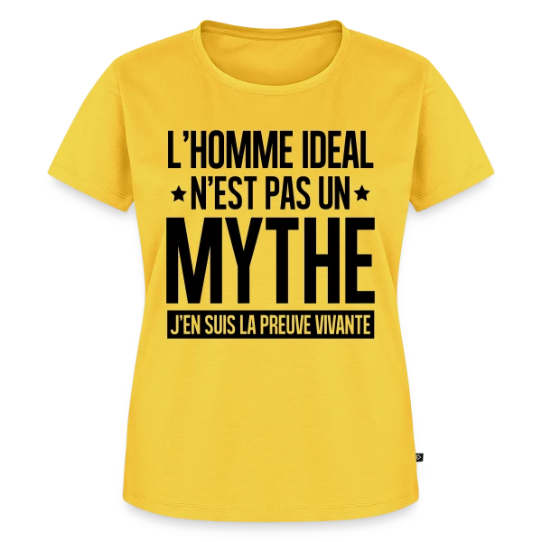 Maquette de T-shirt Premium bio Femme « Homme Idéal : Le Mythe Rendu Réel » à personnaliser