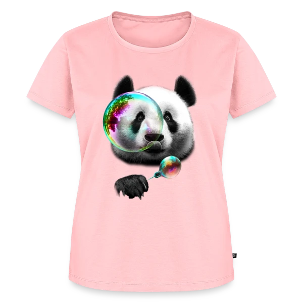 Maquette de T-shirt Premium bio Femme « Panda Souffleur de Bulles » à personnaliser