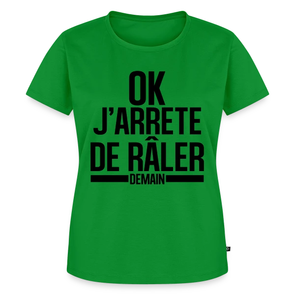 Maquette de T-shirt Premium bio Femme « Humour : Ok, J'arrête de Râler ! (Promis ou Presque) » à personnaliser