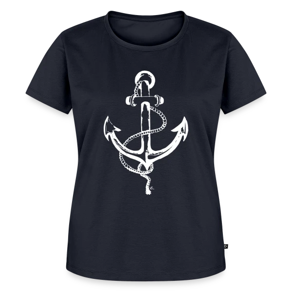 Maquette de T-shirt Premium bio Femme « Ancre Marine Élégante : Passion Océane » à personnaliser