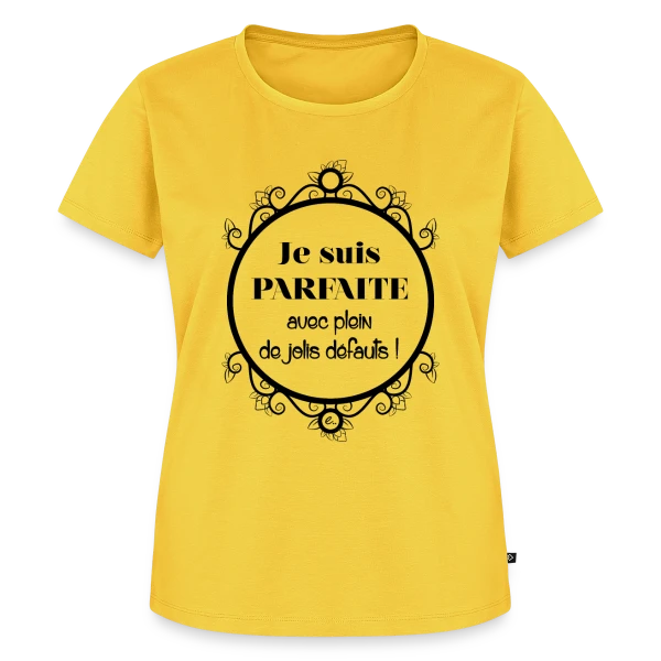 Maquette de T-shirt Premium bio Femme « Je suis Parfaite et Je l'Assume ! » à personnaliser