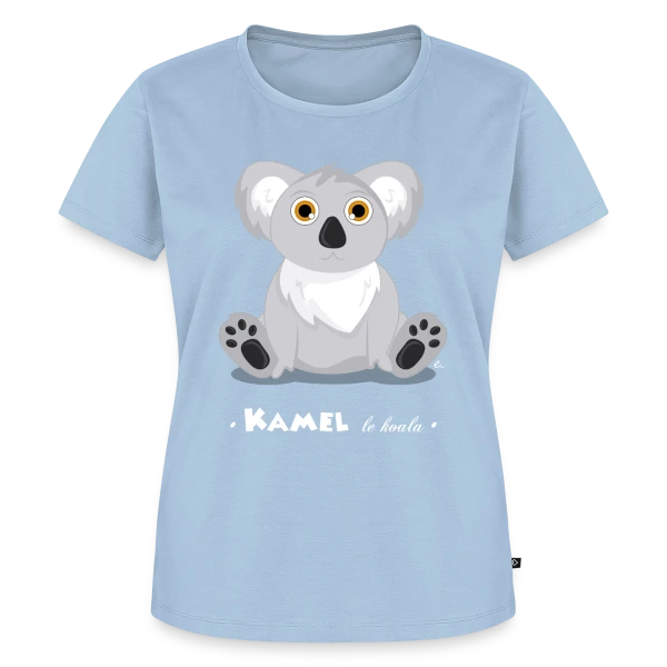 Maquette de T-shirt Premium bio Femme « Kamel le Koala : Tendresse Exotique » à personnaliser