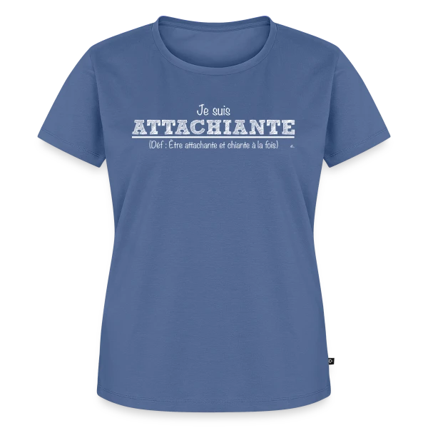 Maquette de T-shirt Premium bio Femme « Attachiante : Assumez Votre Caractère Unique » à personnaliser