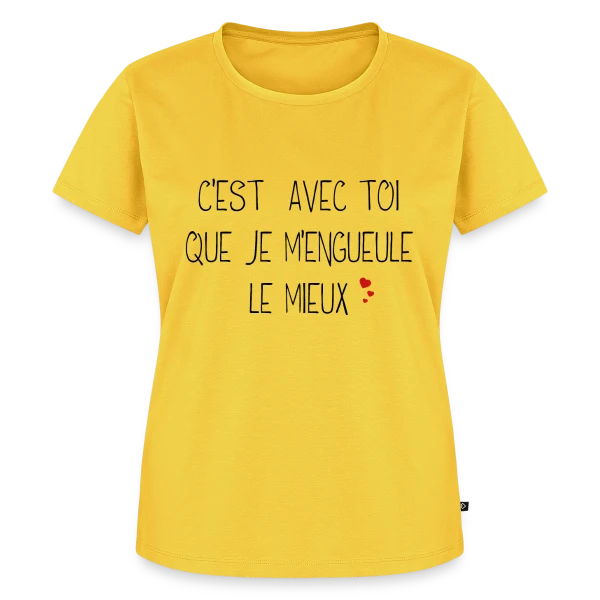 Maquette de T-shirt Premium bio Femme « Humour Couple : C'est avec toi que je m'engueule le mieux » à personnaliser