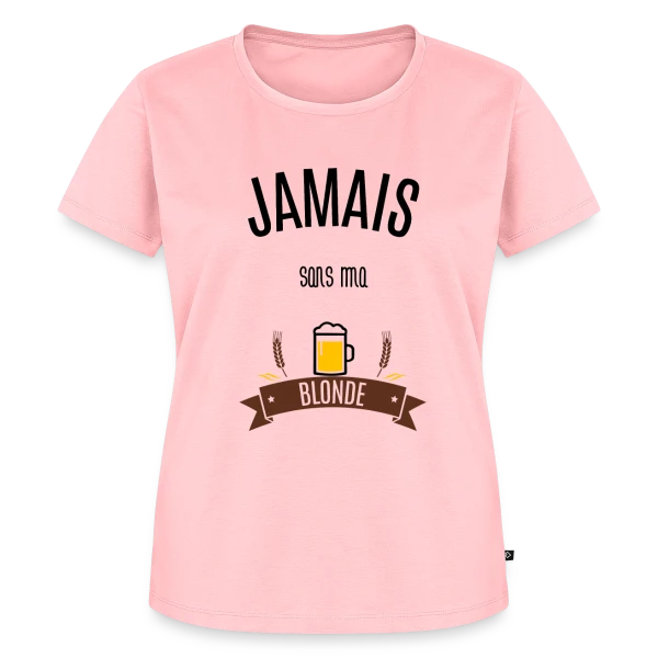 Maquette de T-shirt Premium bio Femme « Jamais Sans Ma Blonde : Déclaration Humoristique » à personnaliser