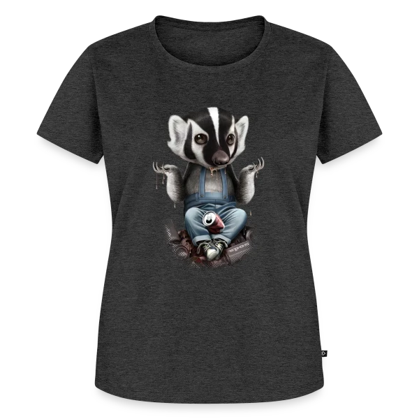 Maquette de T-shirt Premium bio Femme « Je m'en fiche, Blaireau Rusé » à personnaliser