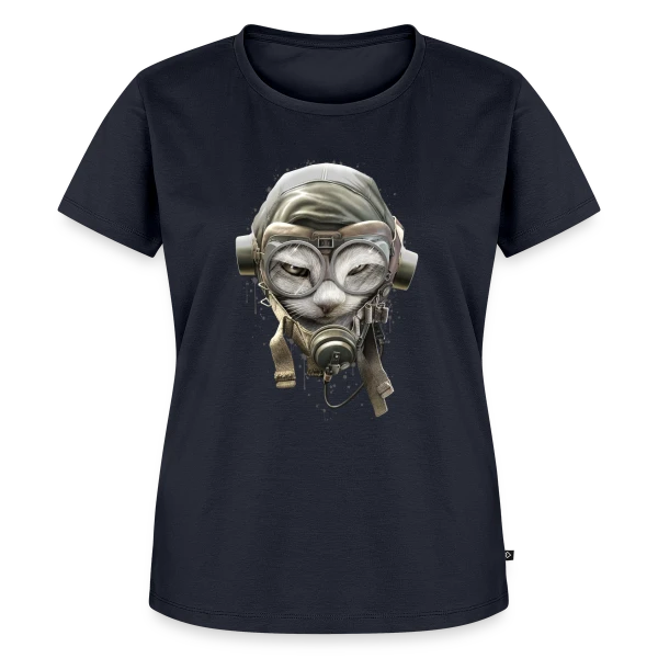 Maquette de T-shirt Premium bio Femme « Chat Pilote Champion » à personnaliser