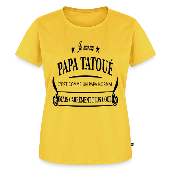 Maquette de T-shirt Premium bio Femme « Super Papa Tatoué » à personnaliser