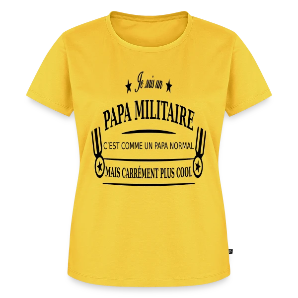 Maquette de T-shirt Premium bio Femme « Papa Héro Militaire » à personnaliser