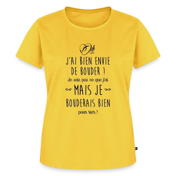 Maquette de T-shirt Premium bio Femme « Humour - J'ai bien envie de bouder » à personnaliser