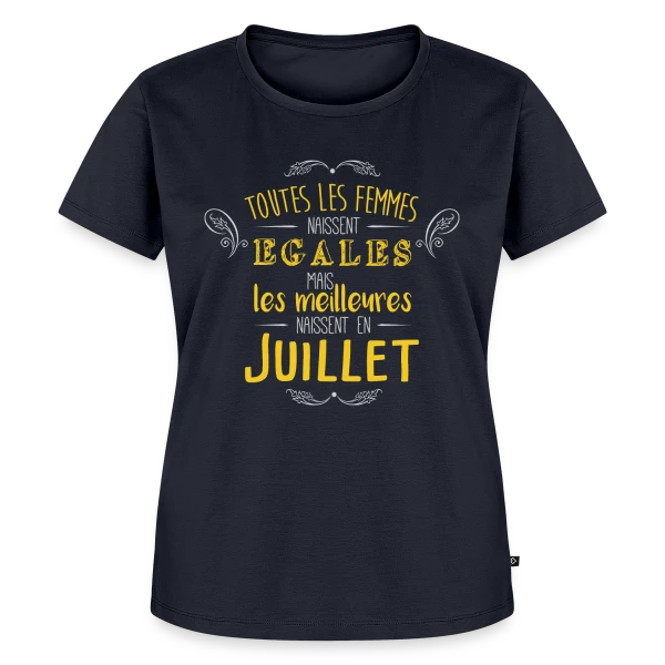 Maquette de T-shirt Premium bio Femme « Reine de Juillet : Les Légendes Naissent en Été » à personnaliser