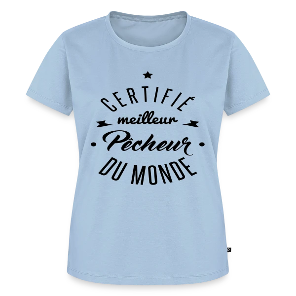 Maquette de T-shirt Premium bio Femme « Certifié Meilleur Pêcheur » à personnaliser