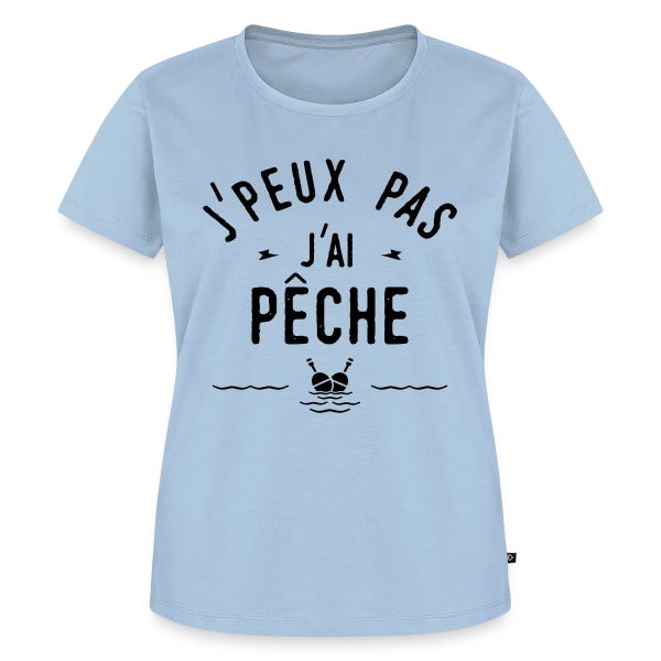 Maquette de T-shirt Premium bio Femme « J'peux Pas, J'ai Pêche ! » à personnaliser