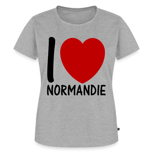 Maquette de T-shirt Premium bio Femme « J'aime la Normandie » à personnaliser