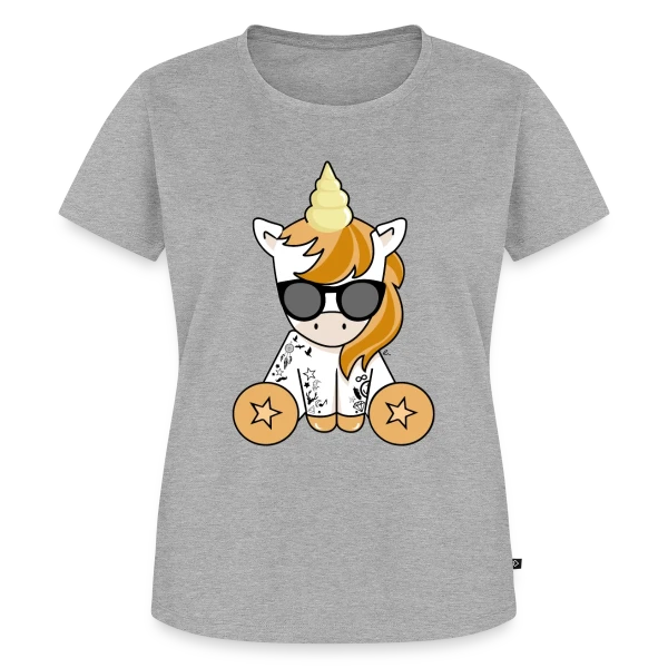 Maquette de T-shirt Premium bio Femme « Licorne Hipster Stylée » à personnaliser