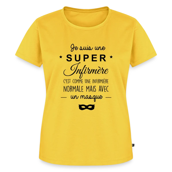 Maquette de T-shirt Premium bio Femme « Super Infirmière : Ma Vocation, Ma Fierté » à personnaliser