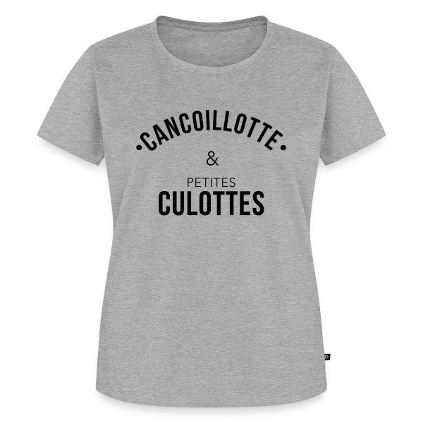Maquette de T-shirt Premium bio Femme « Humour Franc-Comtois : Cancoillotte & les Petites » à personnaliser