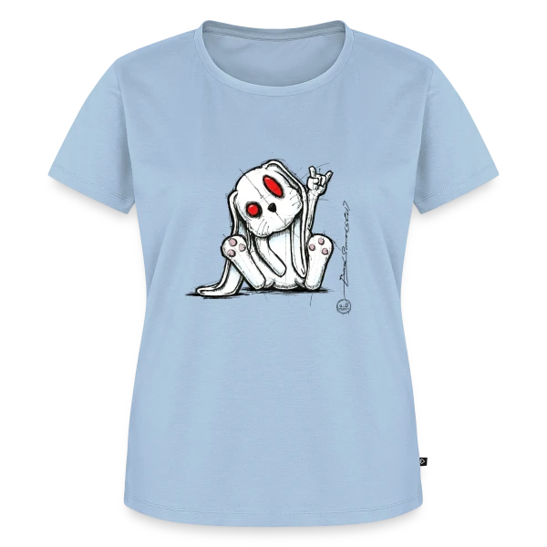 Maquette de T-shirt Premium bio Femme « Lapin Rockeur Métal » à personnaliser