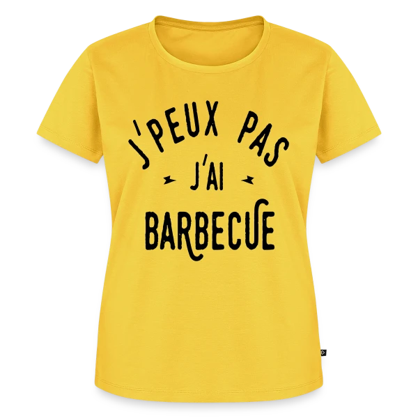 Maquette de T-shirt Premium bio Femme « J'PEUX PAS J'AI BARBECUE - Humour & Grillades » à personnaliser