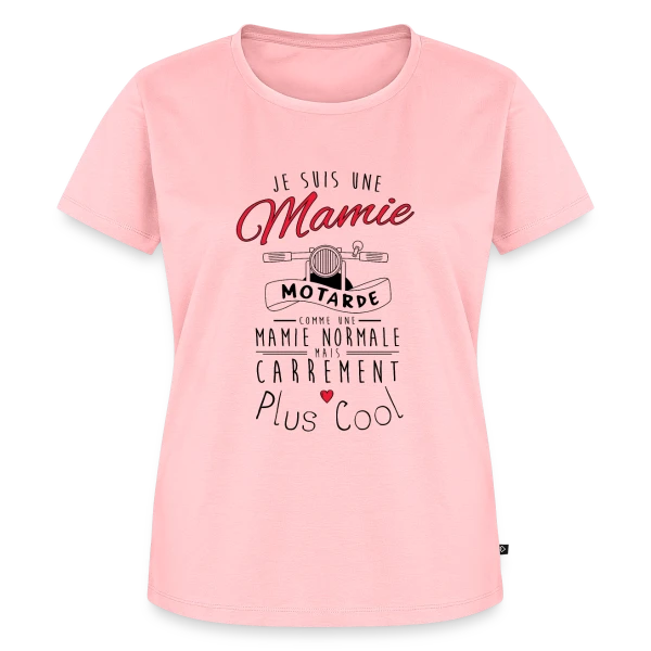 Maquette de T-shirt Premium bio Femme « Mamie Motarde Super Cool » à personnaliser