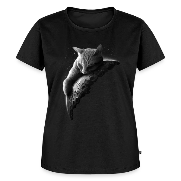 Maquette de T-shirt Premium bio Femme « Mooncat : Le Chat de la Lune » à personnaliser