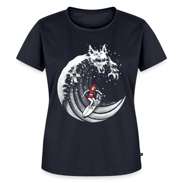 Maquette de T-shirt Premium bio Femme « Le Chaperon Rouge Surfeur » à personnaliser