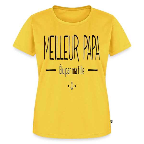 Maquette de T-shirt Premium bio Femme « Meilleur Papa Élu par Ma Fille » à personnaliser