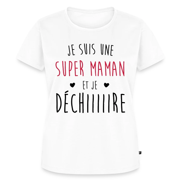 Maquette de T-shirt Premium bio Femme « Super Maman qui Déchire » à personnaliser