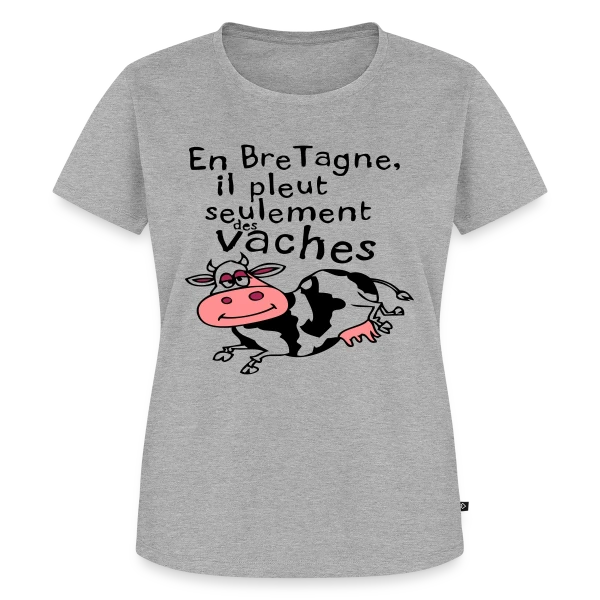 Maquette de T-shirt Premium bio Femme « Bretagne Pluie Vaches » à personnaliser